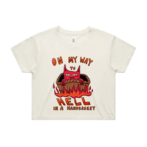 Hell In A Handbasket Tee by Lonely Kids Club. All clothing from our T-shirts to our shorts and hoodies are ethically made, and printed packed and shipped from Sydney.