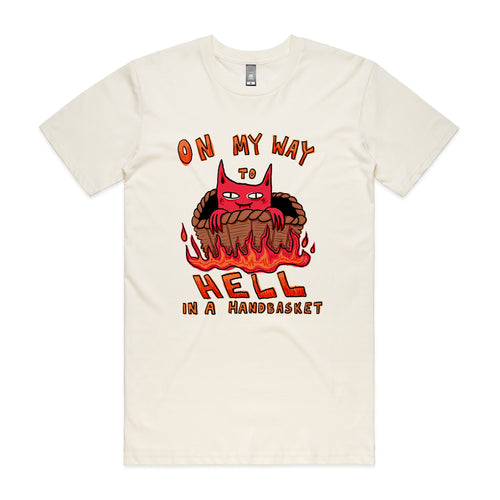 Hell In A Handbasket Tee by Lonely Kids Club. All clothing from our T-shirts to our shorts and hoodies are ethically made, and printed packed and shipped from Sydney.