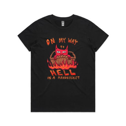 Hell In A Handbasket Tee by Lonely Kids Club. All clothing from our T-shirts to our shorts and hoodies are ethically made, and printed packed and shipped from Sydney.