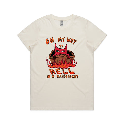 Hell In A Handbasket Tee by Lonely Kids Club. All clothing from our T-shirts to our shorts and hoodies are ethically made, and printed packed and shipped from Sydney.