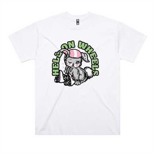 Hell On Wheels Oversized Tee by Lonely Kids Club. All clothing from our T-shirts to our shorts and hoodies are ethically made, and printed packed and shipped from Sydney.