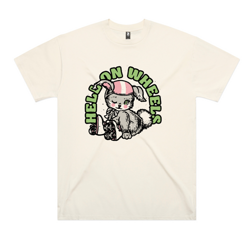 Hell On Wheels Oversized Tee by Lonely Kids Club. All clothing from our T-shirts to our shorts and hoodies are ethically made, and printed packed and shipped from Sydney.