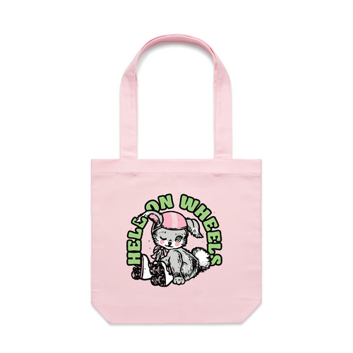 Hell On Wheels Tote by Lonely Kids Club. All clothing from our T-shirts to our shorts and hoodies are ethically made, and printed packed and shipped from Sydney.