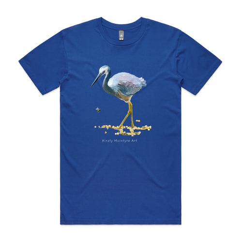 White Faced Heron Tee by Lonely Kids Club. All clothing from our T-shirts to our shorts and hoodies are ethically made, and printed packed and shipped from Sydney.