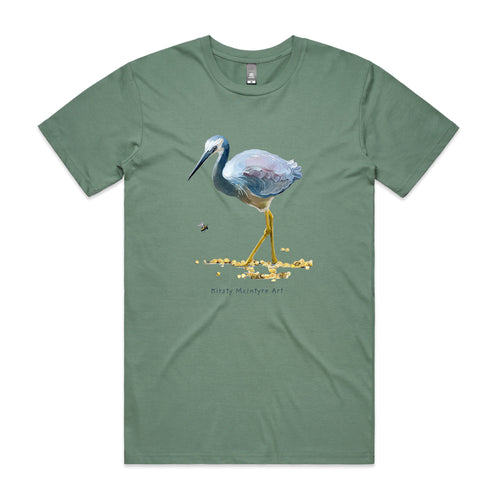 White Faced Heron Tee by Lonely Kids Club. All clothing from our T-shirts to our shorts and hoodies are ethically made, and printed packed and shipped from Sydney.