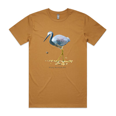 White Faced Heron Tee by Lonely Kids Club. All clothing from our T-shirts to our shorts and hoodies are ethically made, and printed packed and shipped from Sydney.