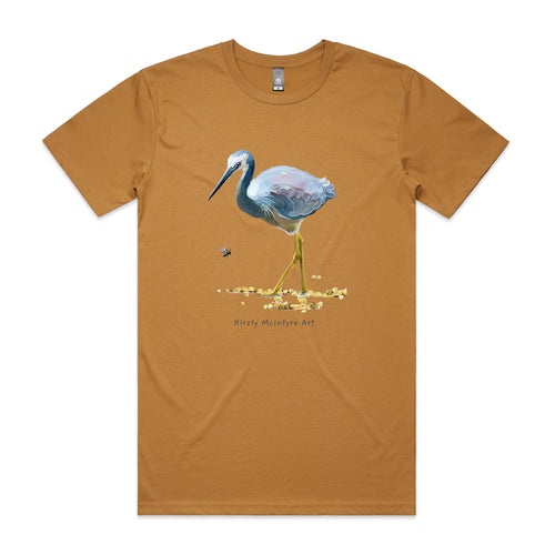 White Faced Heron Tee by Lonely Kids Club. All clothing from our T-shirts to our shorts and hoodies are ethically made, and printed packed and shipped from Sydney.