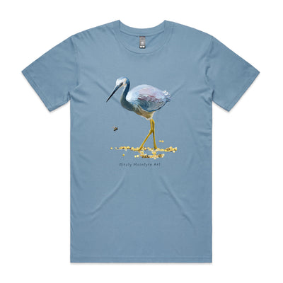 White Faced Heron Tee by Lonely Kids Club. All clothing from our T-shirts to our shorts and hoodies are ethically made, and printed packed and shipped from Sydney.