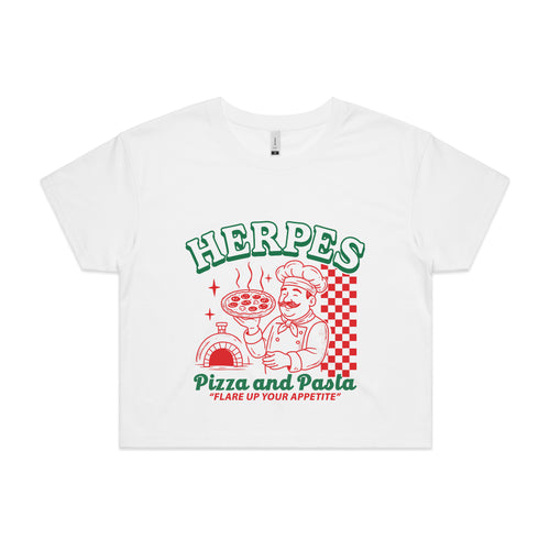 Herpes, Pizza, Pasta Tee by Lonely Kids Club. All clothing from our T-shirts to our shorts and hoodies are ethically made, and printed packed and shipped from Sydney.