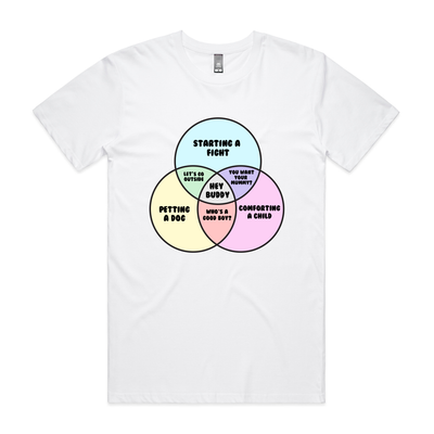 Hey Buddy Tee by Lonely Kids Club. All clothing from our T-shirts to our shorts and hoodies are ethically made, and printed packed and shipped from Sydney.