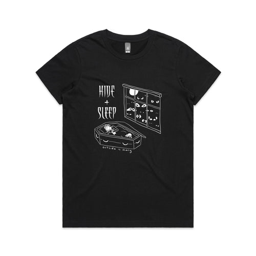 Hide & Sleep Tee by Lonely Kids Club. All clothing from our T-shirts to our shorts and hoodies are ethically made, and printed packed and shipped from Sydney.