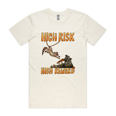 High Risk High Reward Tee by Lonely Kids Club. All clothing from our T-shirts to our shorts and hoodies are ethically made, and printed packed and shipped from Sydney.