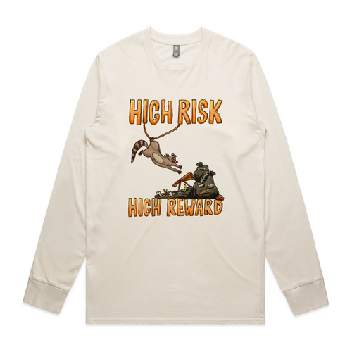 High Risk High Reward Tee by Lonely Kids Club. All clothing from our T-shirts to our shorts and hoodies are ethically made, and printed packed and shipped from Sydney.