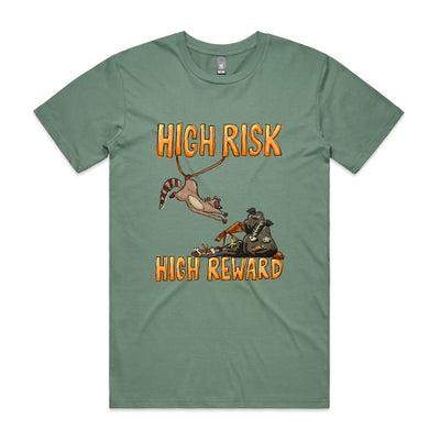 High Risk High Reward Tee by Lonely Kids Club. All clothing from our T-shirts to our shorts and hoodies are ethically made, and printed packed and shipped from Sydney.