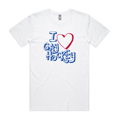 Gay Hockey Tee by Lonely Kids Club. All clothing from our T-shirts to our shorts and hoodies are ethically made, and printed packed and shipped from Sydney.