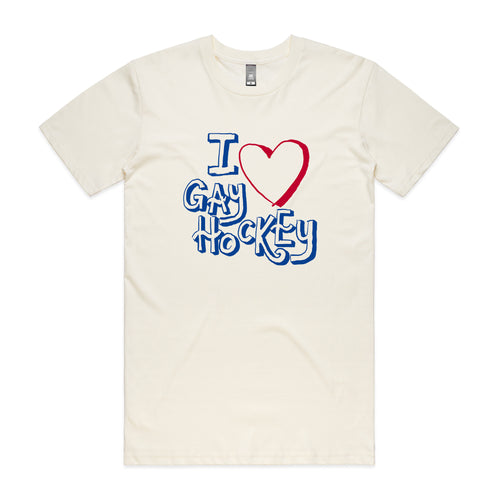Gay Hockey Tee by Lonely Kids Club. All clothing from our T-shirts to our shorts and hoodies are ethically made, and printed packed and shipped from Sydney.
