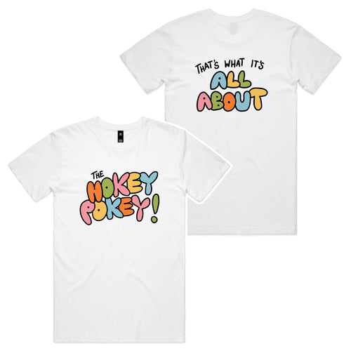 The Hokey Pokey Tee by Lonely Kids Club. All clothing from our T-shirts to our shorts and hoodies are ethically made, and printed packed and shipped from Sydney.