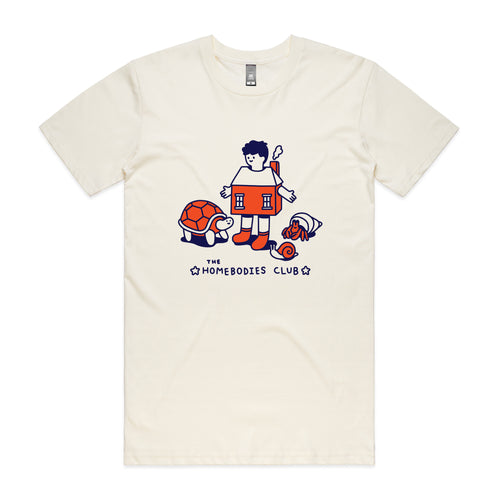Homebodies Tee by Lonely Kids Club. All clothing from our T-shirts to our shorts and hoodies are ethically made, and printed packed and shipped from Sydney.