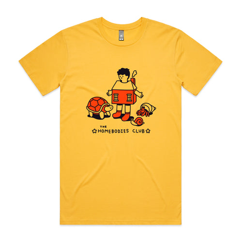 Homebodies Tee by Lonely Kids Club. All clothing from our T-shirts to our shorts and hoodies are ethically made, and printed packed and shipped from Sydney.
