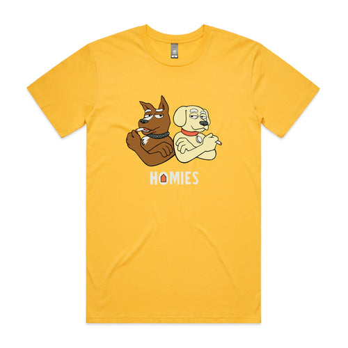 Homies Tee by Lonely Kids Club. All clothing from our T-shirts to our shorts and hoodies are ethically made, and printed packed and shipped from Sydney.