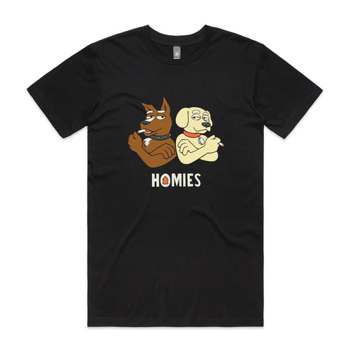 Homies Tee by Lonely Kids Club. All clothing from our T-shirts to our shorts and hoodies are ethically made, and printed packed and shipped from Sydney.