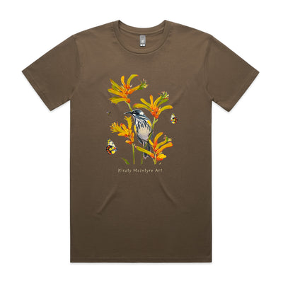 Honeyeater & Kangaroo Paw Tee by Lonely Kids Club. All clothing from our T-shirts to our shorts and hoodies are ethically made, and printed packed and shipped from Sydney.