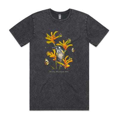Honeyeater & Kangaroo Paw Tee by Lonely Kids Club. All clothing from our T-shirts to our shorts and hoodies are ethically made, and printed packed and shipped from Sydney.