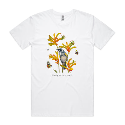 Honeyeater & Kangaroo Paw Tee by Lonely Kids Club. All clothing from our T-shirts to our shorts and hoodies are ethically made, and printed packed and shipped from Sydney.