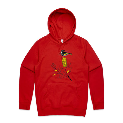 New Holland Honeyeater Hoodie by Lonely Kids Club. All clothing from our T-shirts to our shorts and hoodies are ethically made, and printed packed and shipped from Sydney.