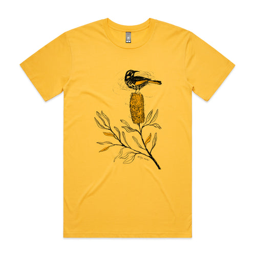 New Holland Honeyeater Tee by Lonely Kids Club. All clothing from our T-shirts to our shorts and hoodies are ethically made, and printed packed and shipped from Sydney.