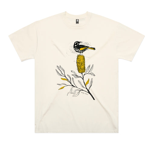 New Holland Honeyeater Tee by Lonely Kids Club. All clothing from our T-shirts to our shorts and hoodies are ethically made, and printed packed and shipped from Sydney.