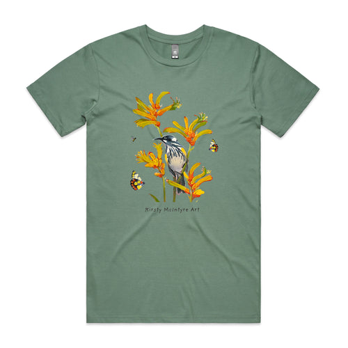 Honeyeater & Kangaroo Paw Tee by Lonely Kids Club. All clothing from our T-shirts to our shorts and hoodies are ethically made, and printed packed and shipped from Sydney.