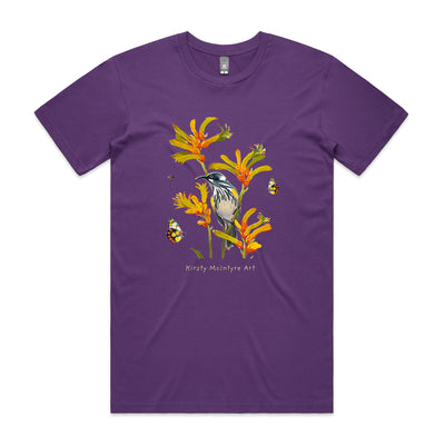 Honeyeater & Kangaroo Paw Tee by Lonely Kids Club. All clothing from our T-shirts to our shorts and hoodies are ethically made, and printed packed and shipped from Sydney.