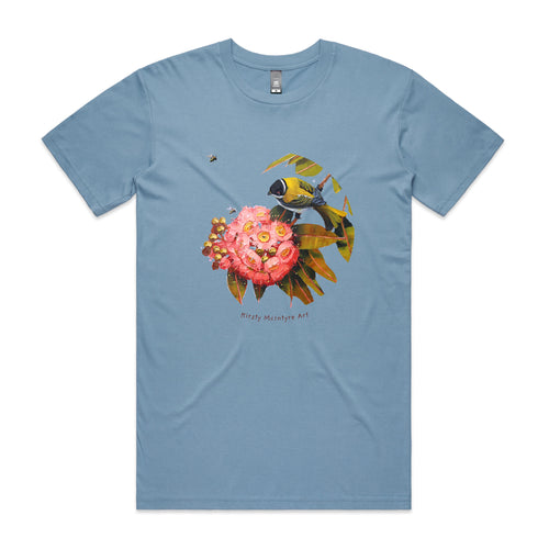 Honeyeater & Gum Blossom Tee by Lonely Kids Club. All clothing from our T-shirts to our shorts and hoodies are ethically made, and printed packed and shipped from Sydney.