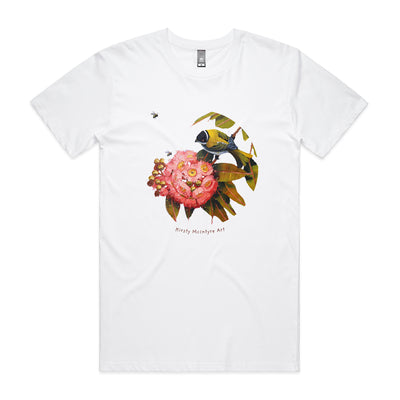 Honeyeater & Gum Blossom Tee by Lonely Kids Club. All clothing from our T-shirts to our shorts and hoodies are ethically made, and printed packed and shipped from Sydney.