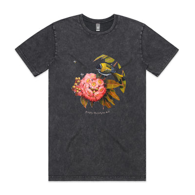 Honeyeater & Gum Blossom Tee by Lonely Kids Club. All clothing from our T-shirts to our shorts and hoodies are ethically made, and printed packed and shipped from Sydney.