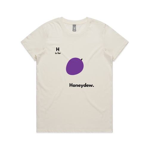 H Is For Honeydew Tee by Lonely Kids Club. All clothing from our T-shirts to our shorts and hoodies are ethically made, and printed packed and shipped from Sydney.