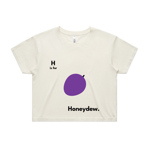H Is For Honeydew Tee by Lonely Kids Club. All clothing from our T-shirts to our shorts and hoodies are ethically made, and printed packed and shipped from Sydney.