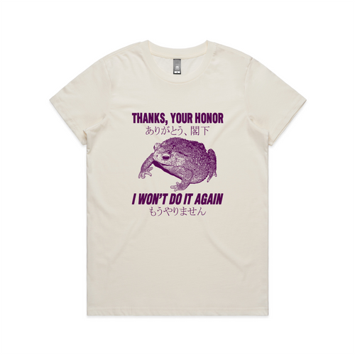 Thanks, Your Honor Tee by Lonely Kids Club. All clothing from our T-shirts to our shorts and hoodies are ethically made, and printed packed and shipped from Sydney.