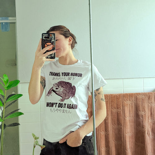 Thanks, Your Honor Tee by Lonely Kids Club. All clothing from our T-shirts to our shorts and hoodies are ethically made, and printed packed and shipped from Sydney.