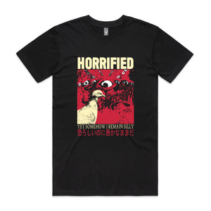 Horrified Tee by Lonely Kids Club. All clothing from our T-shirts to our shorts and hoodies are ethically made, and printed packed and shipped from Sydney.