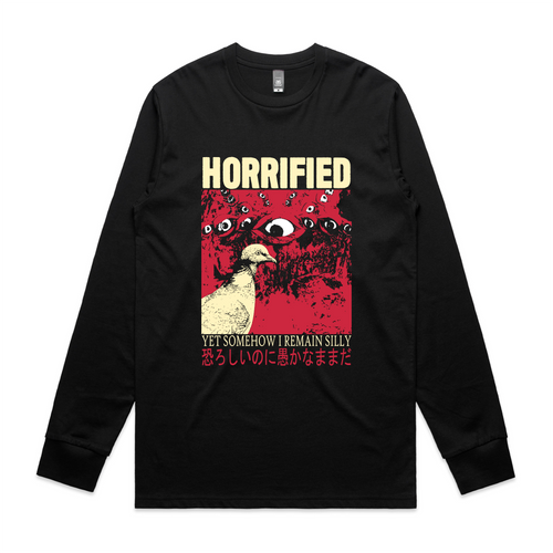 Horrified Tee by Lonely Kids Club. All clothing from our T-shirts to our shorts and hoodies are ethically made, and printed packed and shipped from Sydney.