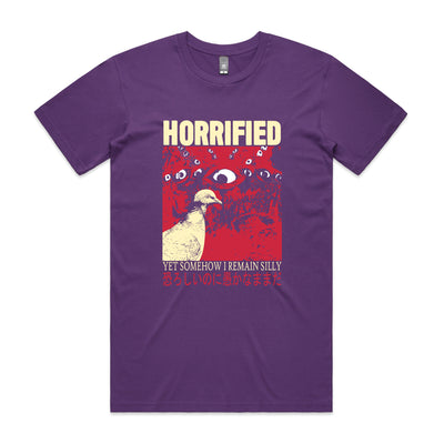 Horrified Tee by Lonely Kids Club. All clothing from our T-shirts to our shorts and hoodies are ethically made, and printed packed and shipped from Sydney.