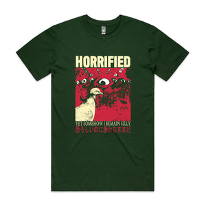 Horrified Tee by Lonely Kids Club. All clothing from our T-shirts to our shorts and hoodies are ethically made, and printed packed and shipped from Sydney.