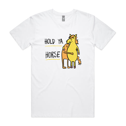 Hold Ya Horse Tee by Lonely Kids Club. All clothing from our T-shirts to our shorts and hoodies are ethically made, and printed packed and shipped from Sydney.