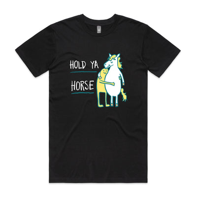 Hold Ya Horse Tee by Lonely Kids Club. All clothing from our T-shirts to our shorts and hoodies are ethically made, and printed packed and shipped from Sydney.