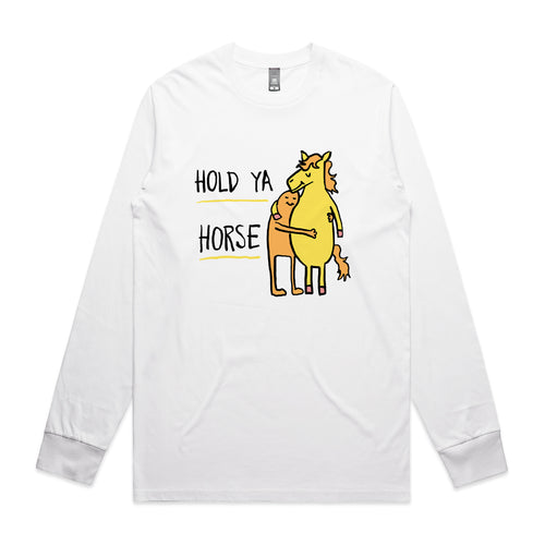 Hold Ya Horse Tee by Lonely Kids Club. All clothing from our T-shirts to our shorts and hoodies are ethically made, and printed packed and shipped from Sydney.