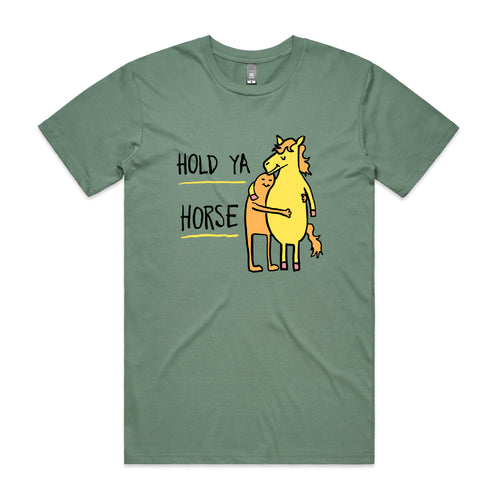 Hold Ya Horse Tee by Lonely Kids Club. All clothing from our T-shirts to our shorts and hoodies are ethically made, and printed packed and shipped from Sydney.