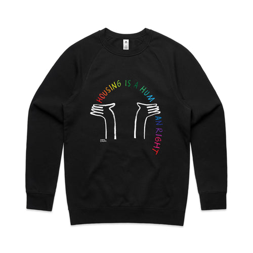 Housing Rainbow Jumper by Lonely Kids Club. All clothing from our T-shirts to our shorts and hoodies are ethically made, and printed packed and shipped from Sydney.