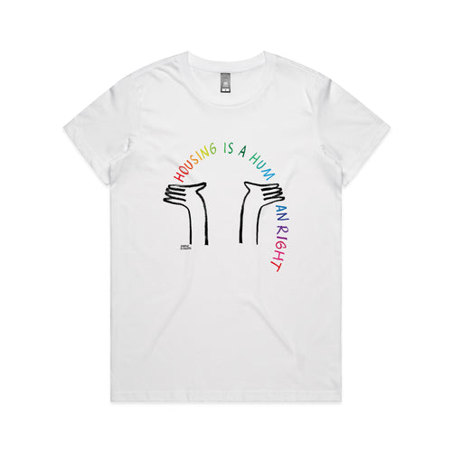 Housing Rainbow Tee by Lonely Kids Club. All clothing from our T-shirts to our shorts and hoodies are ethically made, and printed packed and shipped from Sydney.